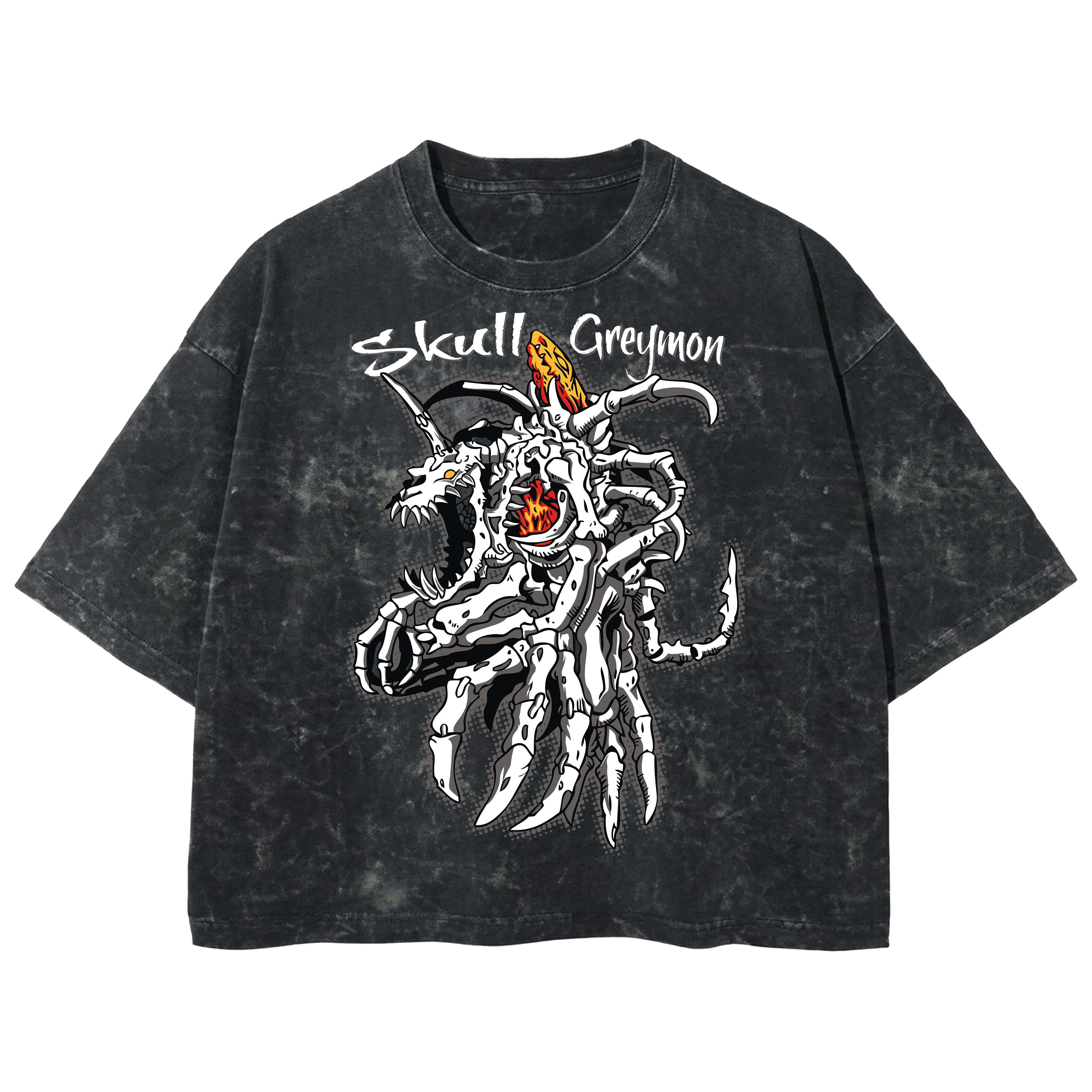 Playera streetwear premium de anime y gaming ExtraLife MX, corte boxy deluxe mineral wash heavyweight en color Acid Wash, moda urbana mexicana de culto.