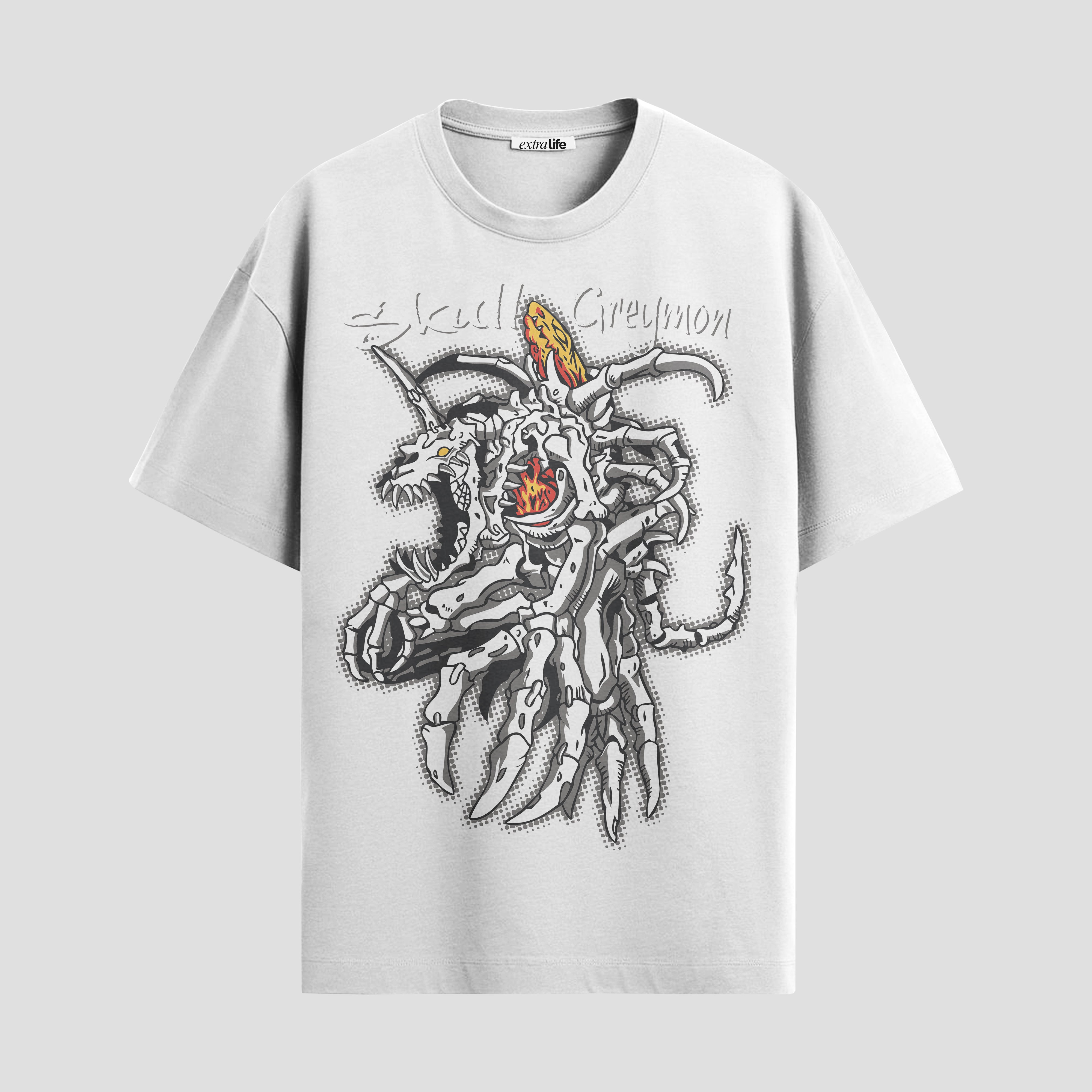 Playera urbana de anime y gaming ExtraLife MX, corte Standard Fit unisex ligero y transpirable en color Deep Black y Pure White, ropa de uso diario para gym y casual.