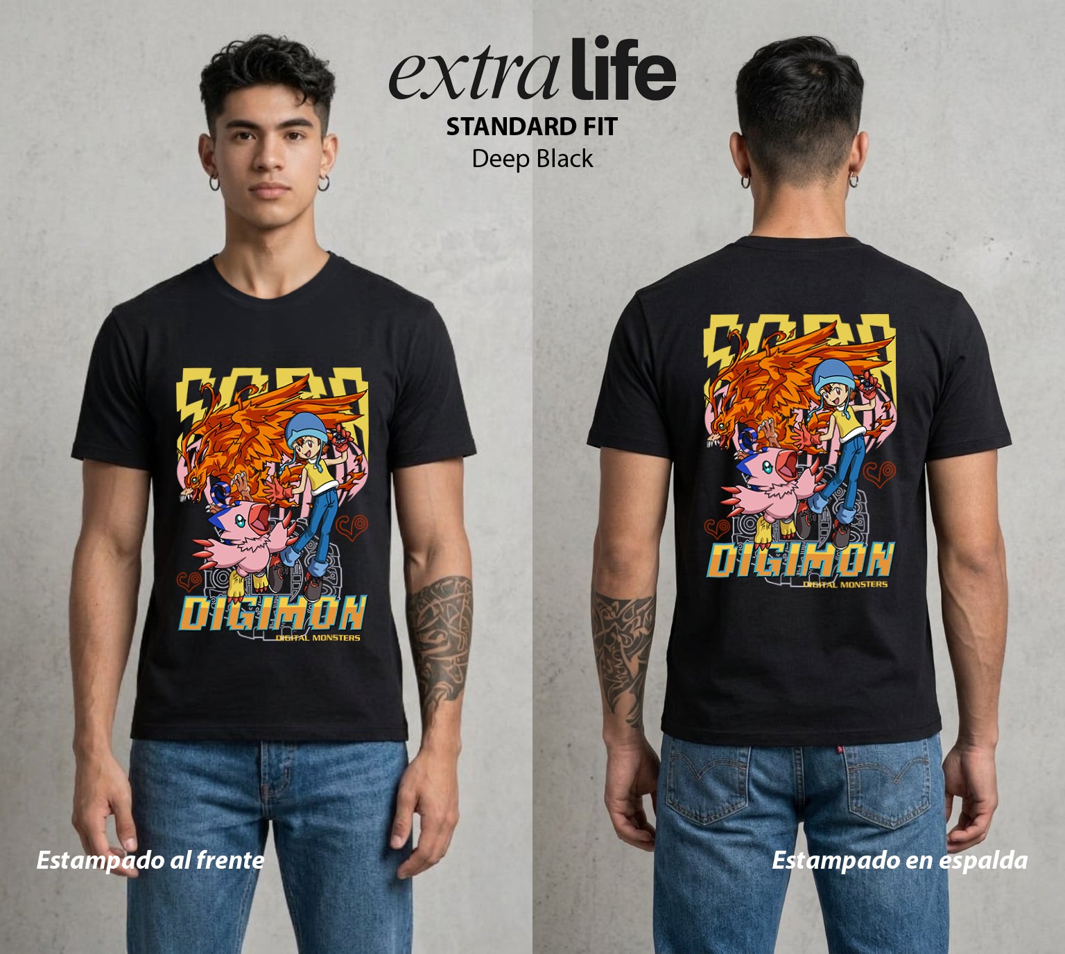 El Mundo Digital | Digimon Sora X Biyomon #01323 - Playera Standard Fit | Deep Black - Foto en modelo