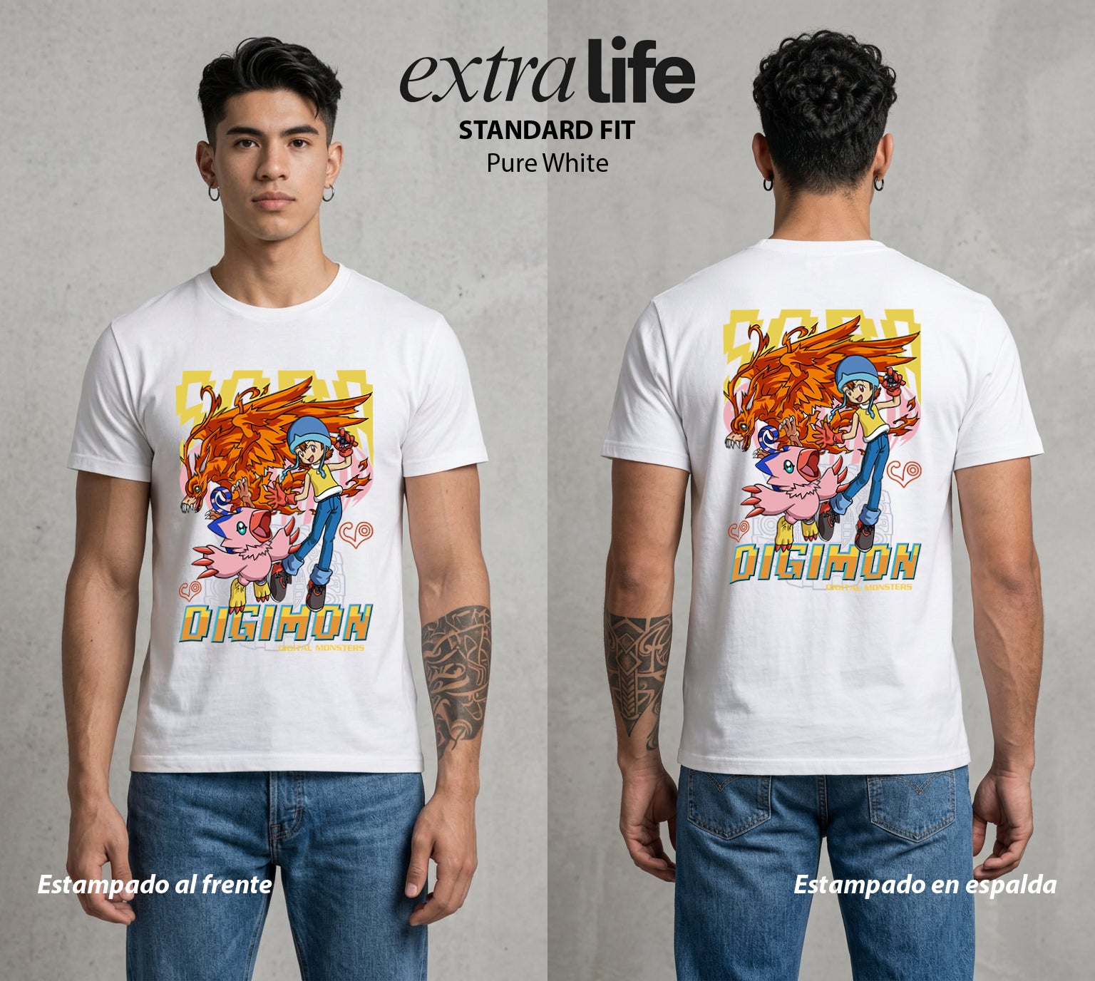 El Mundo Digital | Digimon Sora X Biyomon #01323 - Playera Standard Fit | Pure White - Foto en modelo