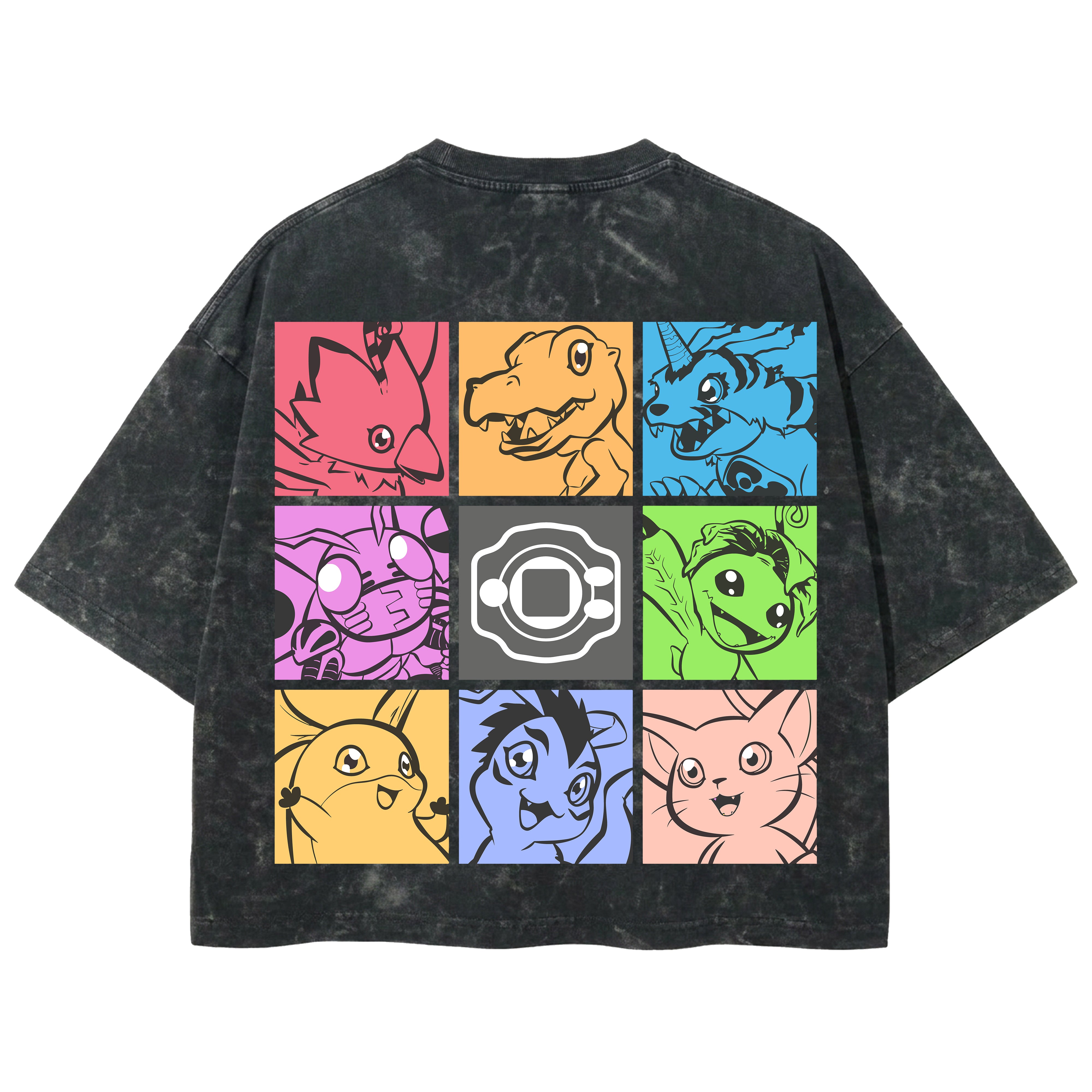 Playera streetwear premium de anime y gaming ExtraLife MX, corte boxy deluxe mineral wash heavyweight en color Acid Wash, moda urbana mexicana de culto.