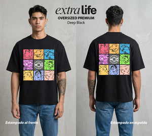 El Mundo Digital | Digimon #01327 - Playera Oversized Premium | Deep Black - Foto en modelo
