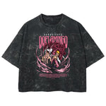 Playera streetwear premium de anime y gaming ExtraLife MX, corte boxy deluxe mineral wash heavyweight en color Acid Wash, moda urbana mexicana de culto.
