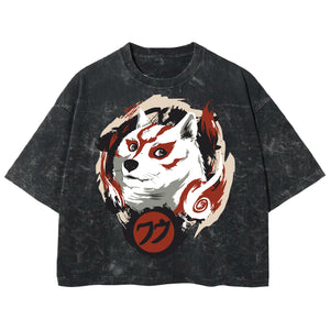 Playera streetwear premium de anime y gaming ExtraLife MX, corte boxy deluxe mineral wash heavyweight en color Acid Wash, moda urbana mexicana de culto.
