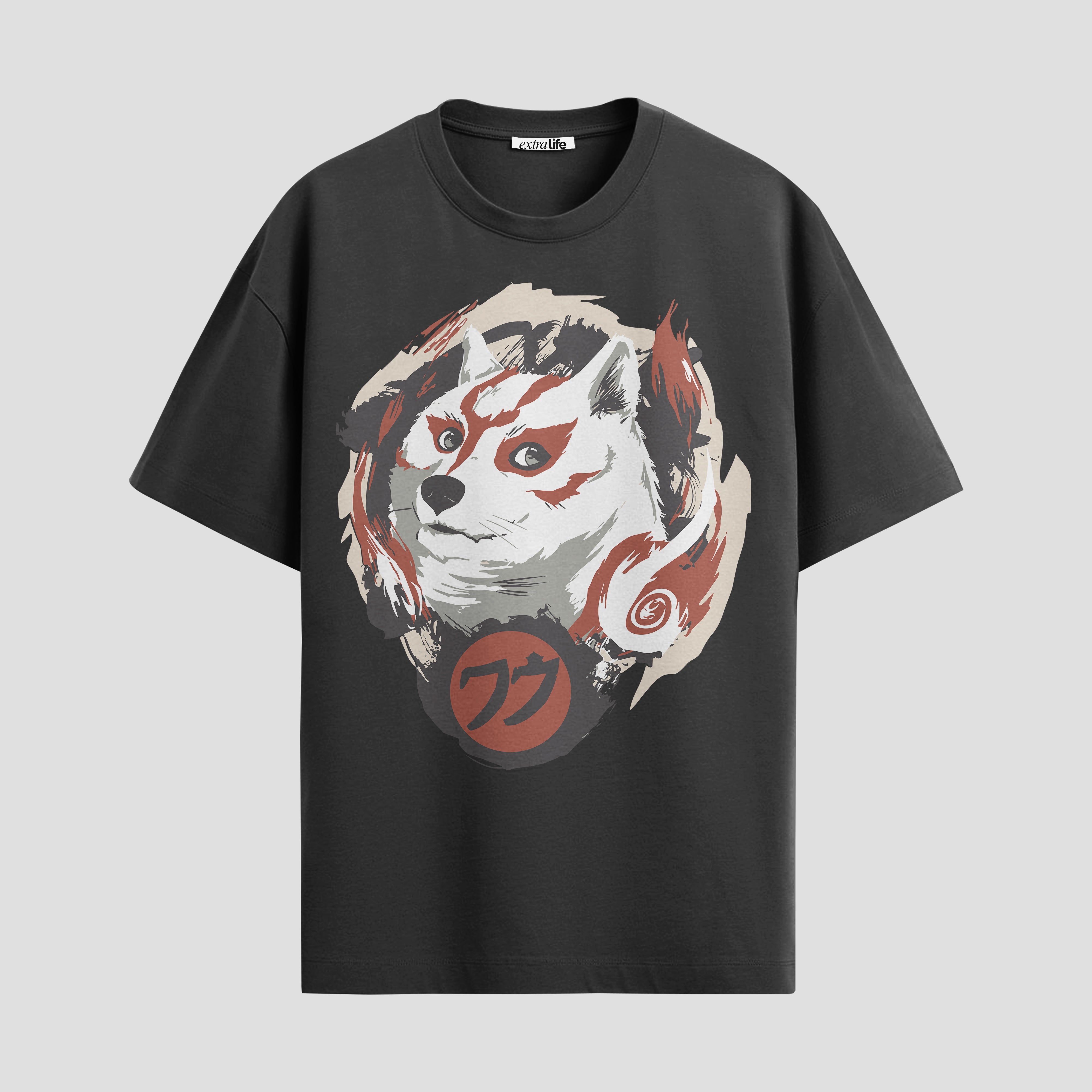 Playera urbana de anime y gaming ExtraLife MX, corte Standard Fit unisex ligero y transpirable en color Deep Black y Pure White, ropa de uso diario para gym y casual.