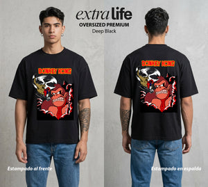 La Jungla del Simio | El Rey de la Jungla #01331 - Playera Oversized Premium | Deep Black - Foto en modelo