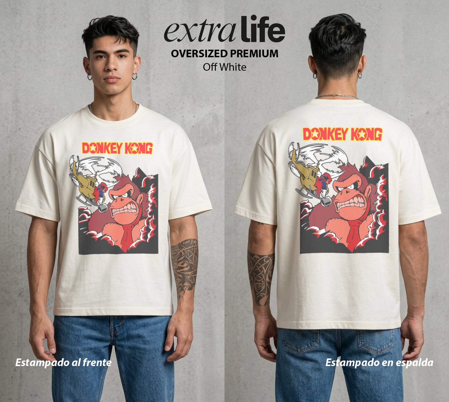 La Jungla del Simio | El Rey de la Jungla #01331 - Playera Oversized Premium | Off White - Foto en modelo
