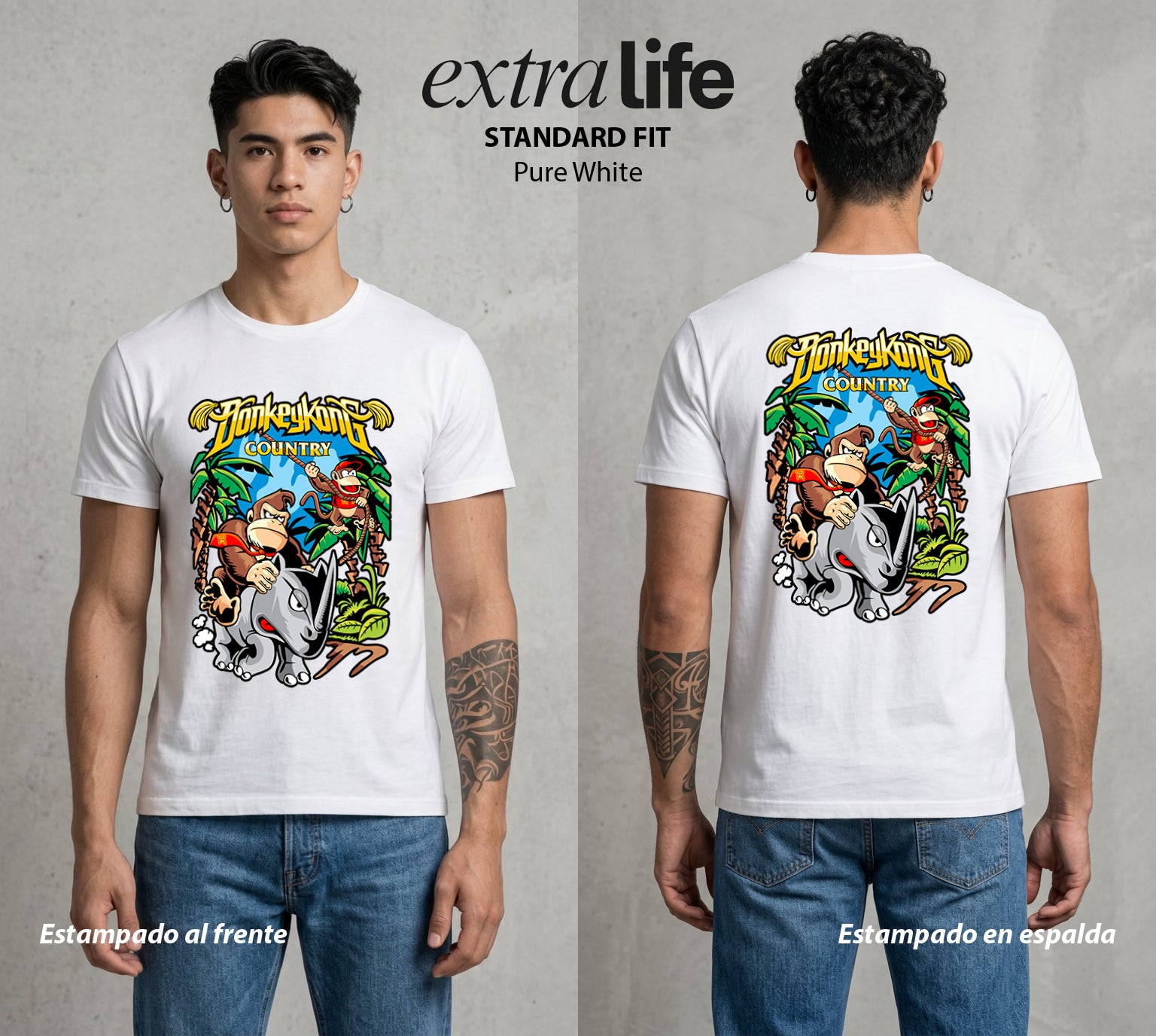 La Jungla del Simio | La Jungla Salvaje #01332 - Playera Standard Fit | Pure White - Foto en modelo