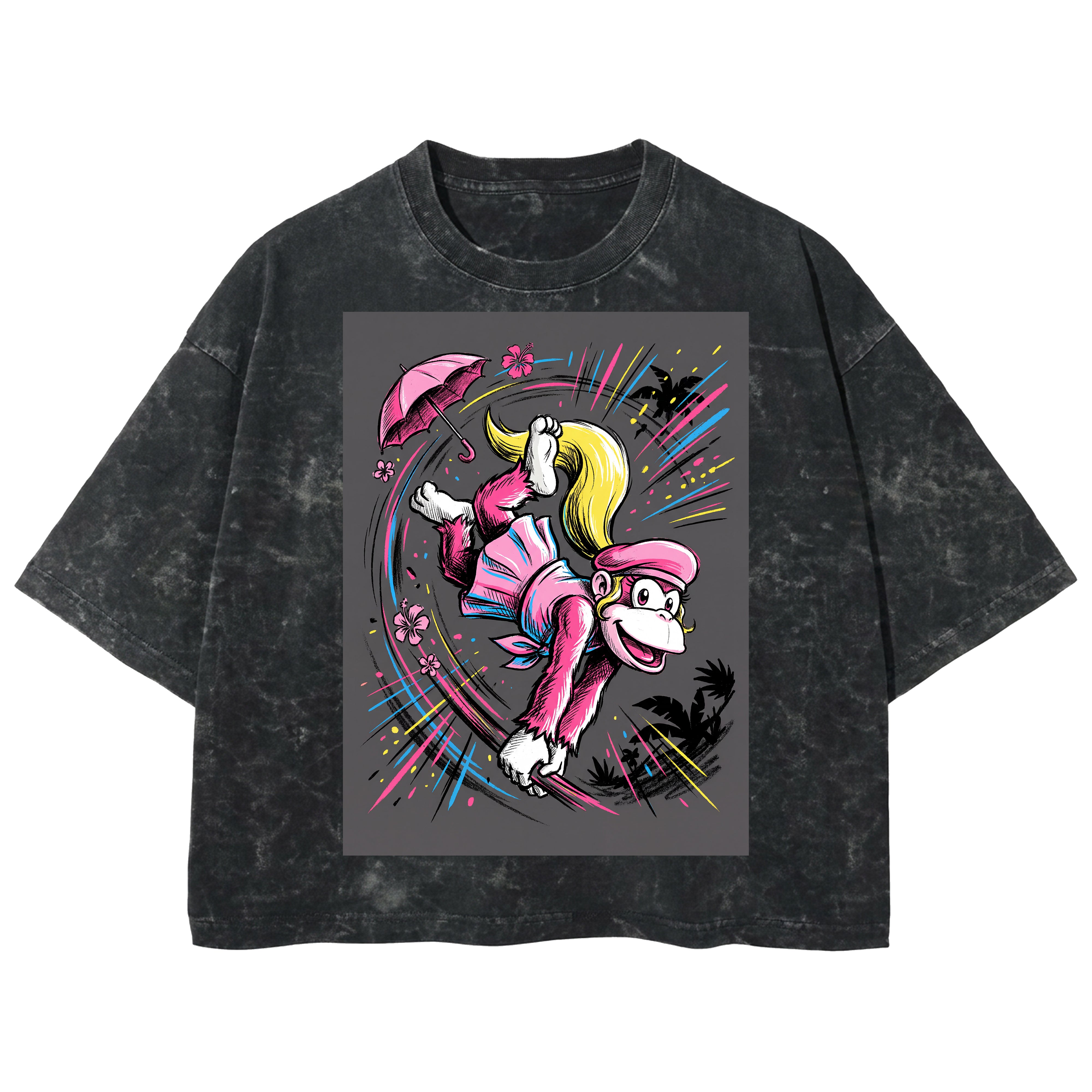 Playera streetwear premium de anime y gaming ExtraLife MX, corte boxy deluxe mineral wash heavyweight en color Acid Wash, moda urbana mexicana de culto.