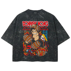 Playera streetwear premium de anime y gaming ExtraLife MX, corte boxy deluxe mineral wash heavyweight en color Acid Wash, moda urbana mexicana de culto.