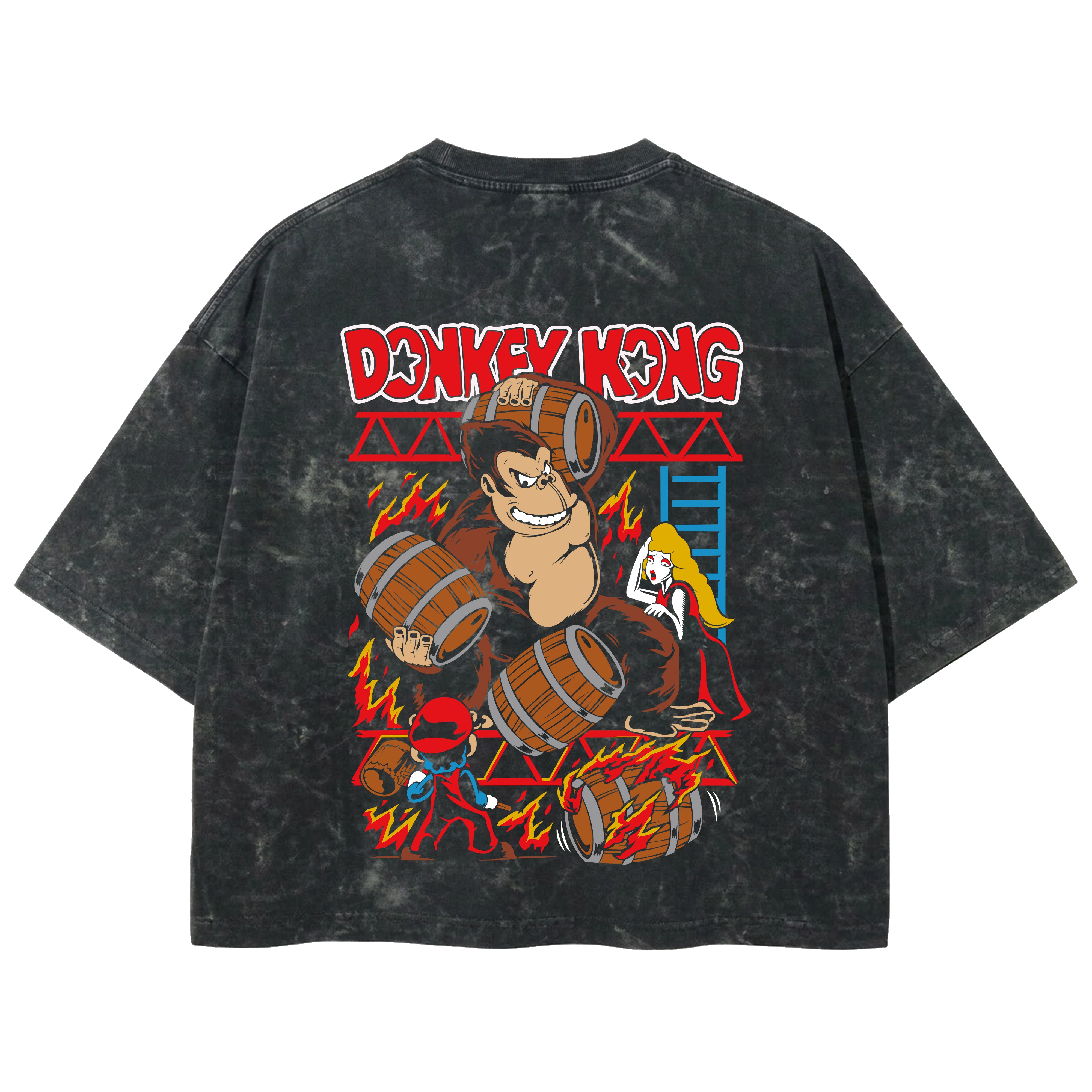 Playera streetwear premium de anime y gaming ExtraLife MX, corte boxy deluxe mineral wash heavyweight en color Acid Wash, moda urbana mexicana de culto.