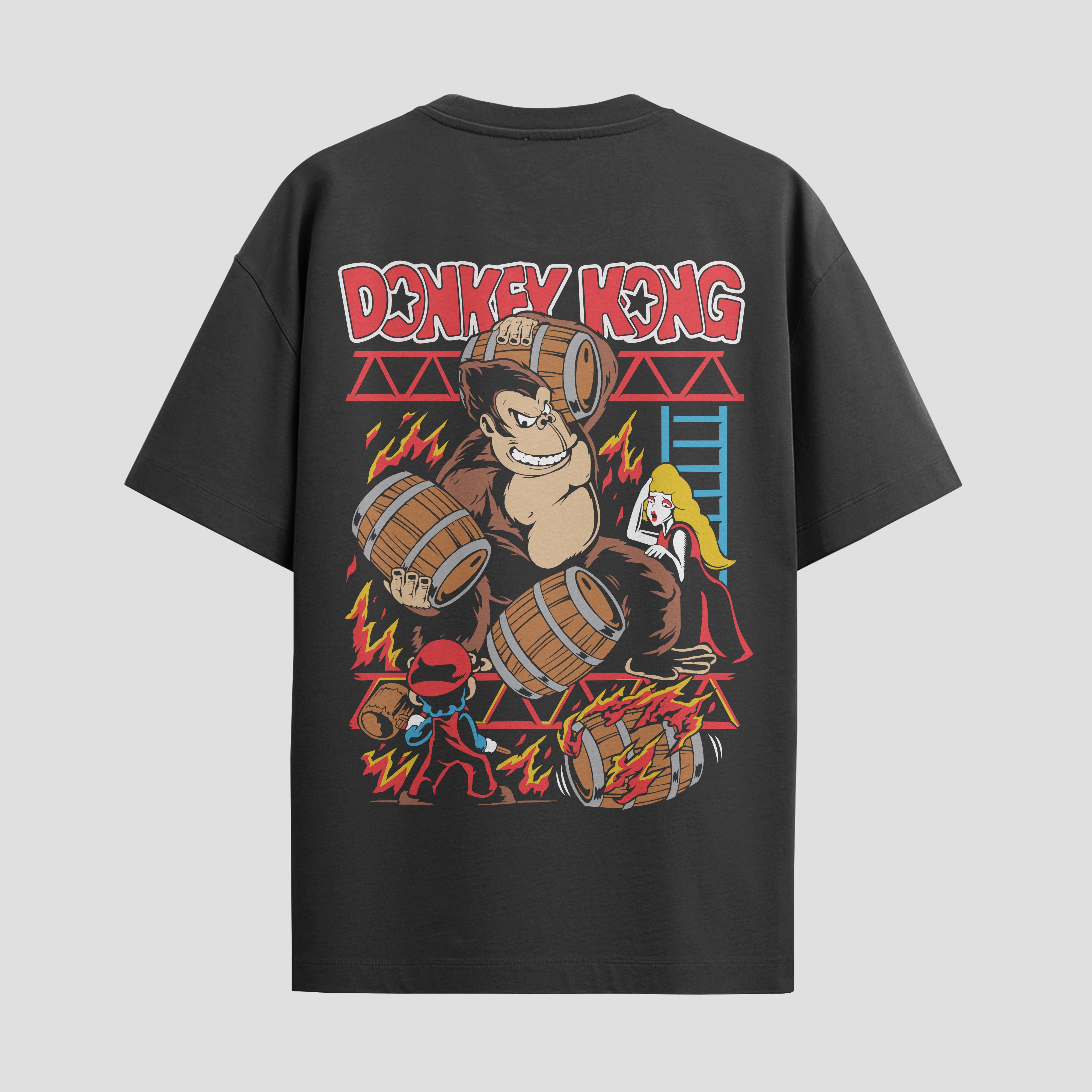 Playera urbana de anime y gaming ExtraLife MX, corte Standard Fit unisex ligero y transpirable en color Deep Black y Pure White, ropa de uso diario para gym y casual.