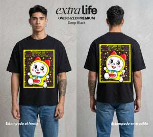 El Bolsillo del Futuro | Doraemon Dorami #01337 - Playera Oversized Premium | Deep Black - Foto en modelo