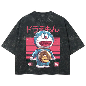 Playera streetwear premium de anime y gaming ExtraLife MX, corte boxy deluxe mineral wash heavyweight en color Acid Wash, moda urbana mexicana de culto.