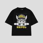 Playera streetwear premium de anime y gaming ExtraLife MX, corte oversized drop shoulder ligero y fresco en color Deep Black y Off-White, moda urbana mexicana de culto.