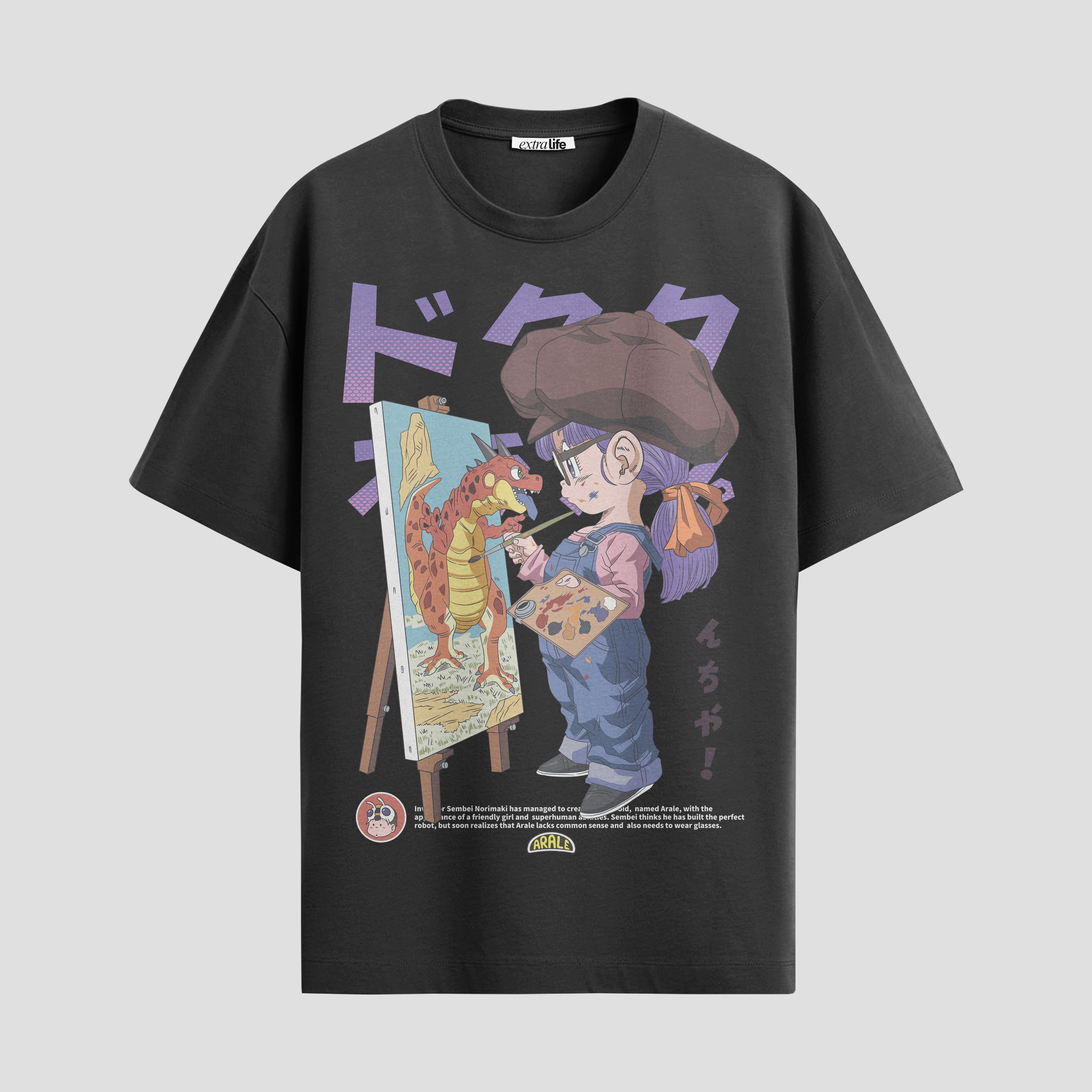 Playera urbana de anime y gaming ExtraLife MX, corte Standard Fit unisex ligero y transpirable en color Deep Black y Pure White, ropa de uso diario para gym y casual.