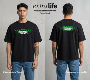 La Civilizacion Renacida | Los Heroes del Futuro #01343 - Playera Oversized Premium | Deep Black - Foto en modelo