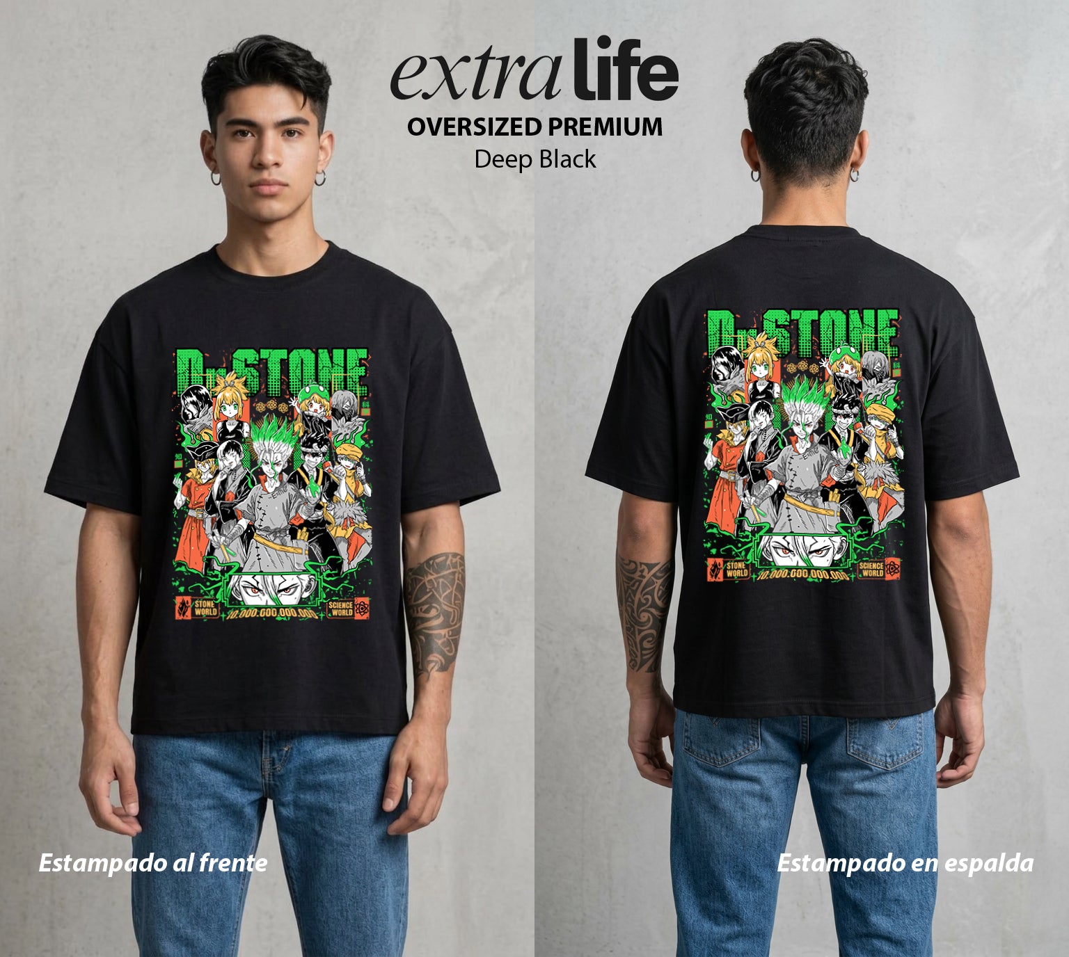 La Civilizacion Renacida | Clase 1-A #01344 - Playera Oversized Premium | Deep Black - Foto en modelo