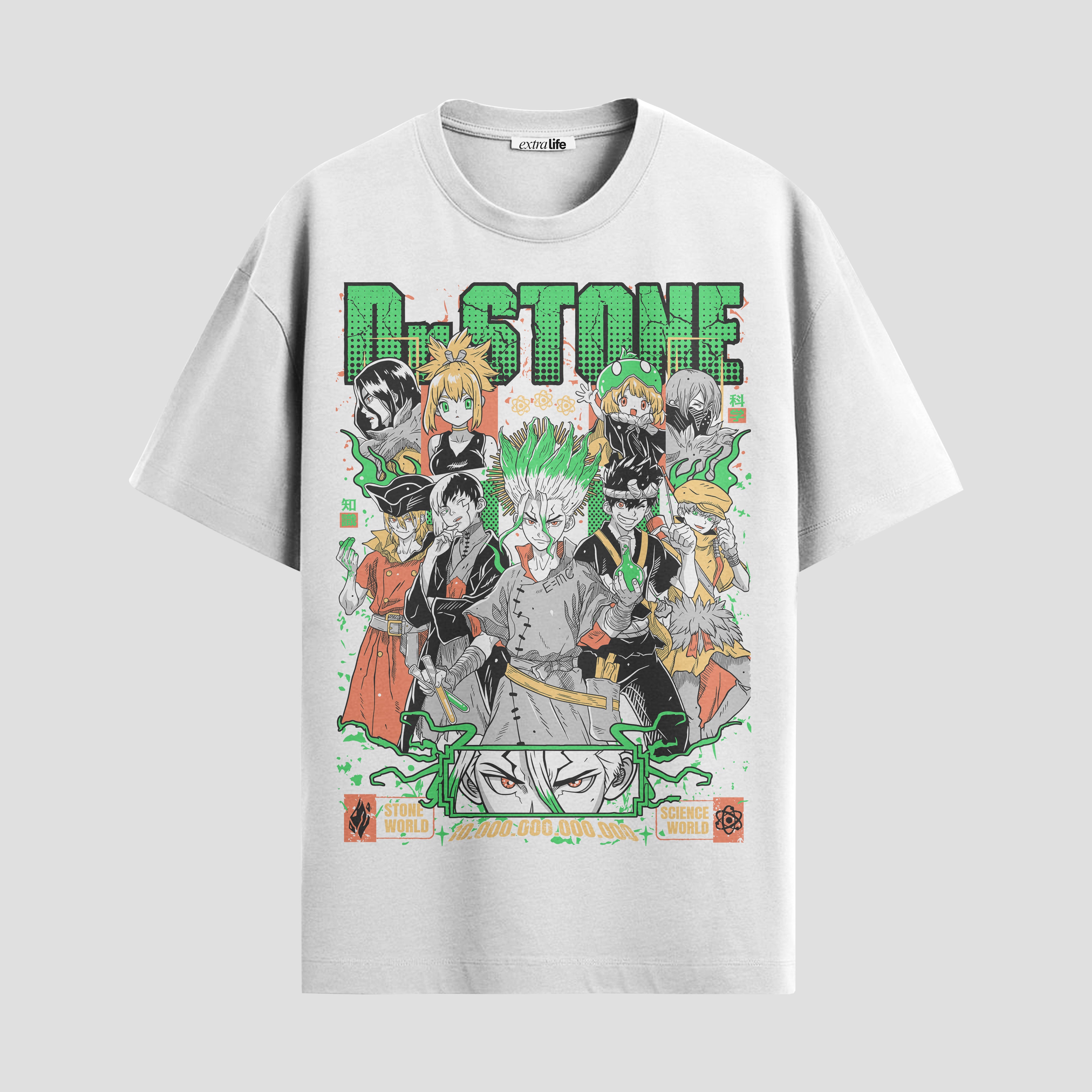 Playera urbana de anime y gaming ExtraLife MX, corte Standard Fit unisex ligero y transpirable en color Deep Black y Pure White, ropa de uso diario para gym y casual.