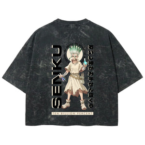 Playera streetwear premium de anime y gaming ExtraLife MX, corte boxy deluxe mineral wash heavyweight en color Acid Wash, moda urbana mexicana de culto.