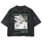 Playera streetwear premium de anime y gaming ExtraLife MX, corte boxy deluxe mineral wash heavyweight en color Acid Wash, moda urbana mexicana de culto.