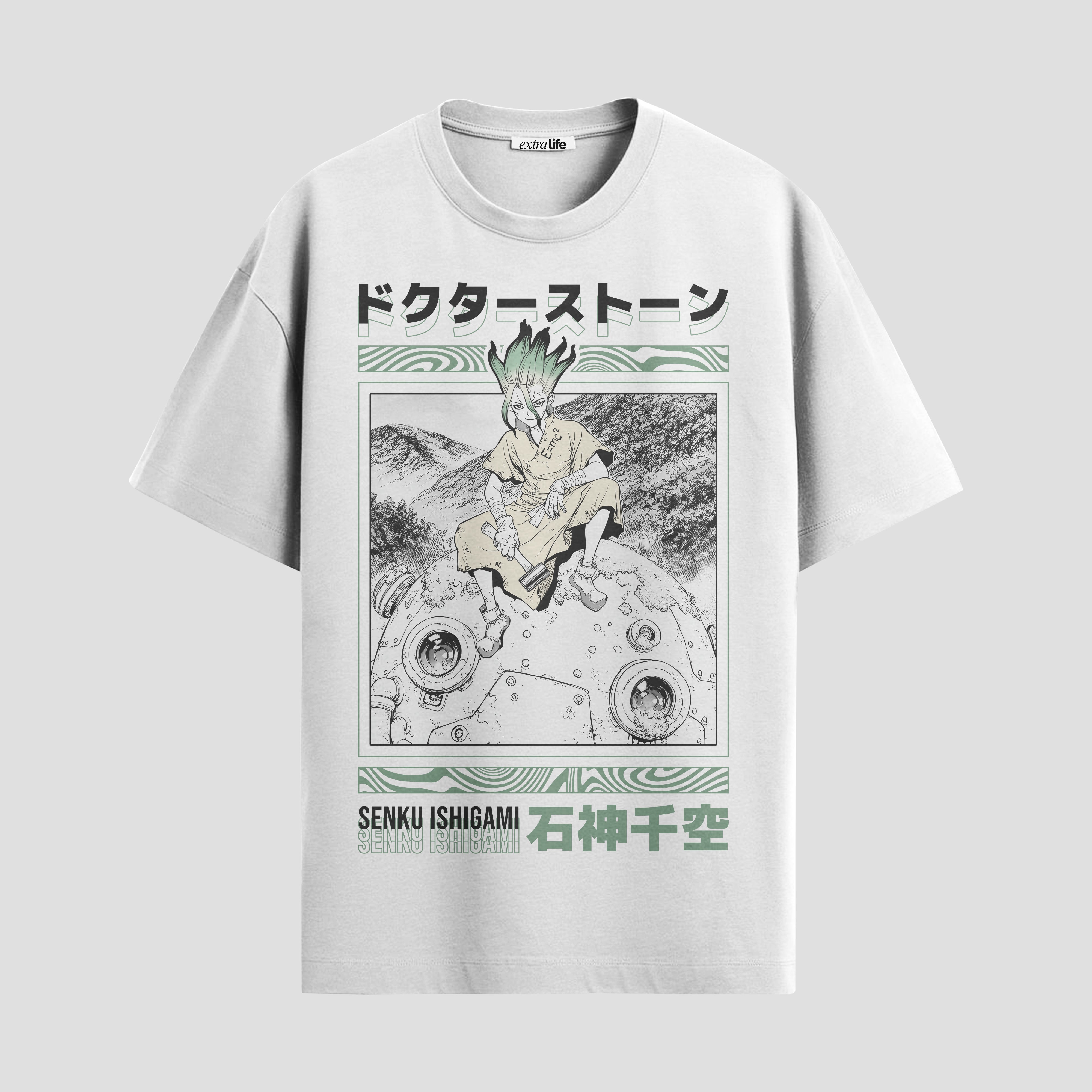 Playera urbana de anime y gaming ExtraLife MX, corte Standard Fit unisex ligero y transpirable en color Deep Black y Pure White, ropa de uso diario para gym y casual.