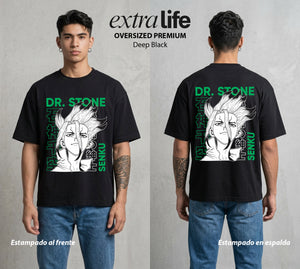 La Civilizacion Renacida | El Genio del Bien #01348 - Playera Oversized Premium | Deep Black - Foto en modelo