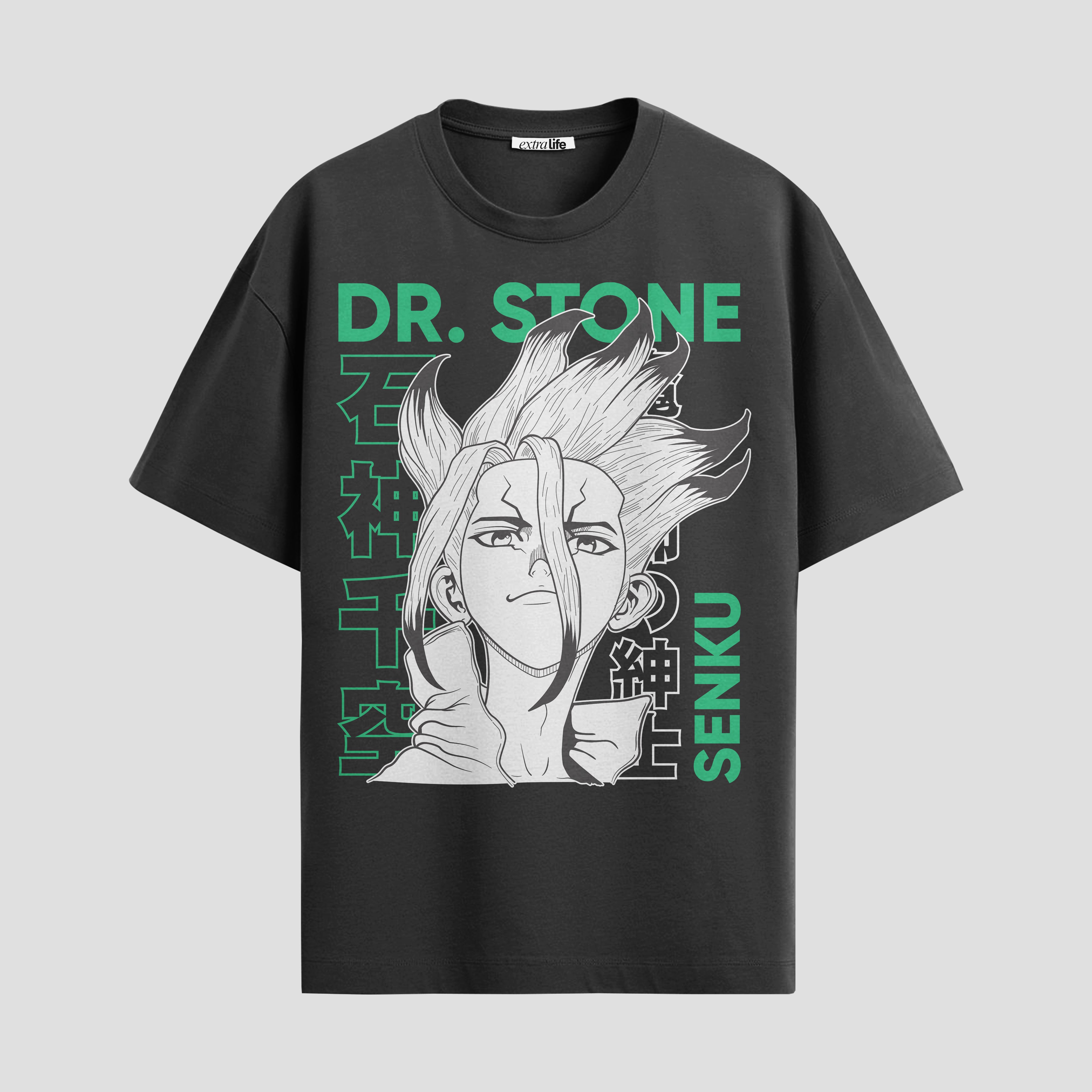 Playera urbana de anime y gaming ExtraLife MX, corte Standard Fit unisex ligero y transpirable en color Deep Black y Pure White, ropa de uso diario para gym y casual.