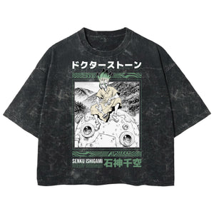 Playera streetwear premium de anime y gaming ExtraLife MX, corte boxy deluxe mineral wash heavyweight en color Acid Wash, moda urbana mexicana de culto.
