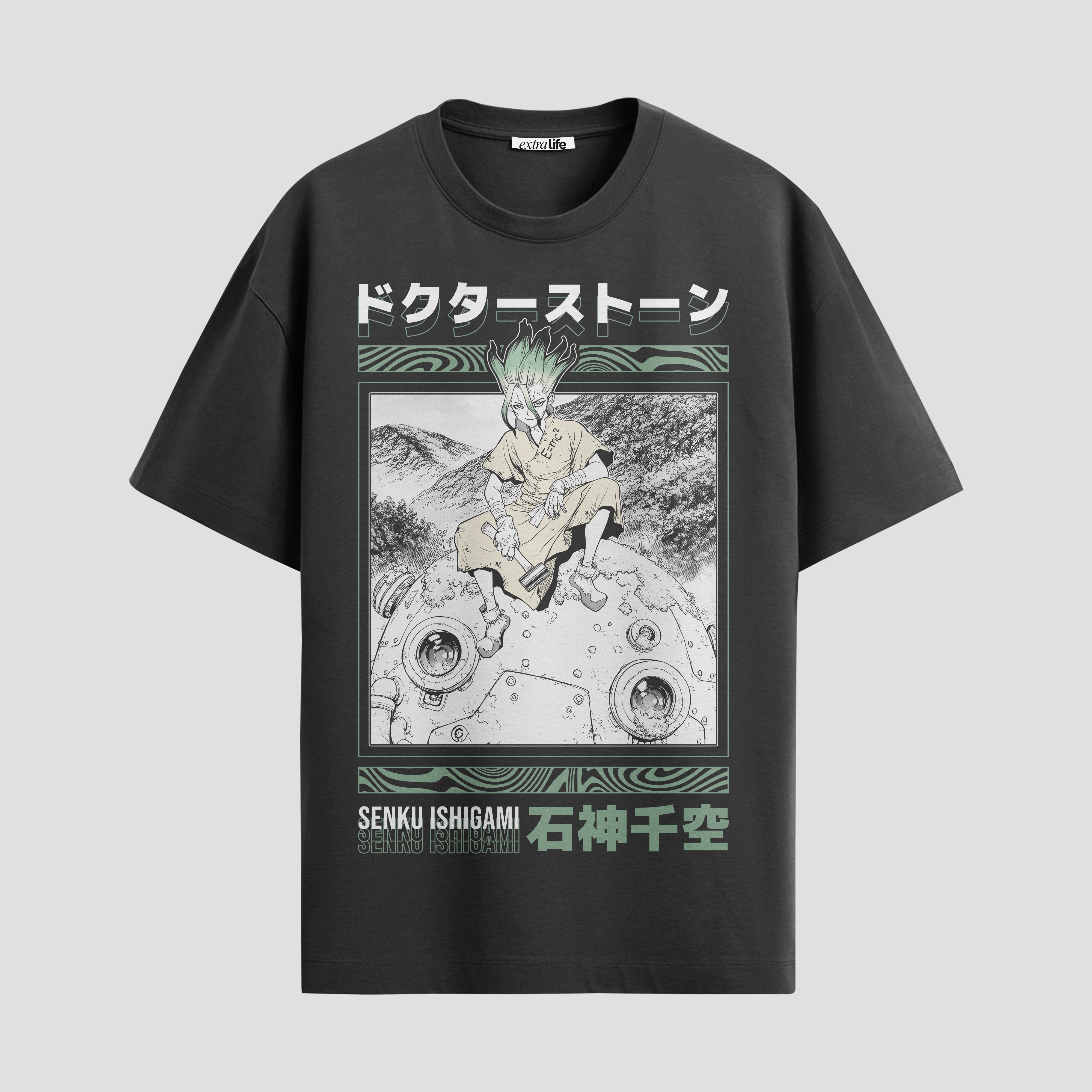 Playera urbana de anime y gaming ExtraLife MX, corte Standard Fit unisex ligero y transpirable en color Deep Black y Pure White, ropa de uso diario para gym y casual.