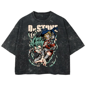 Playera streetwear premium de anime y gaming ExtraLife MX, corte boxy deluxe mineral wash heavyweight en color Acid Wash, moda urbana mexicana de culto.