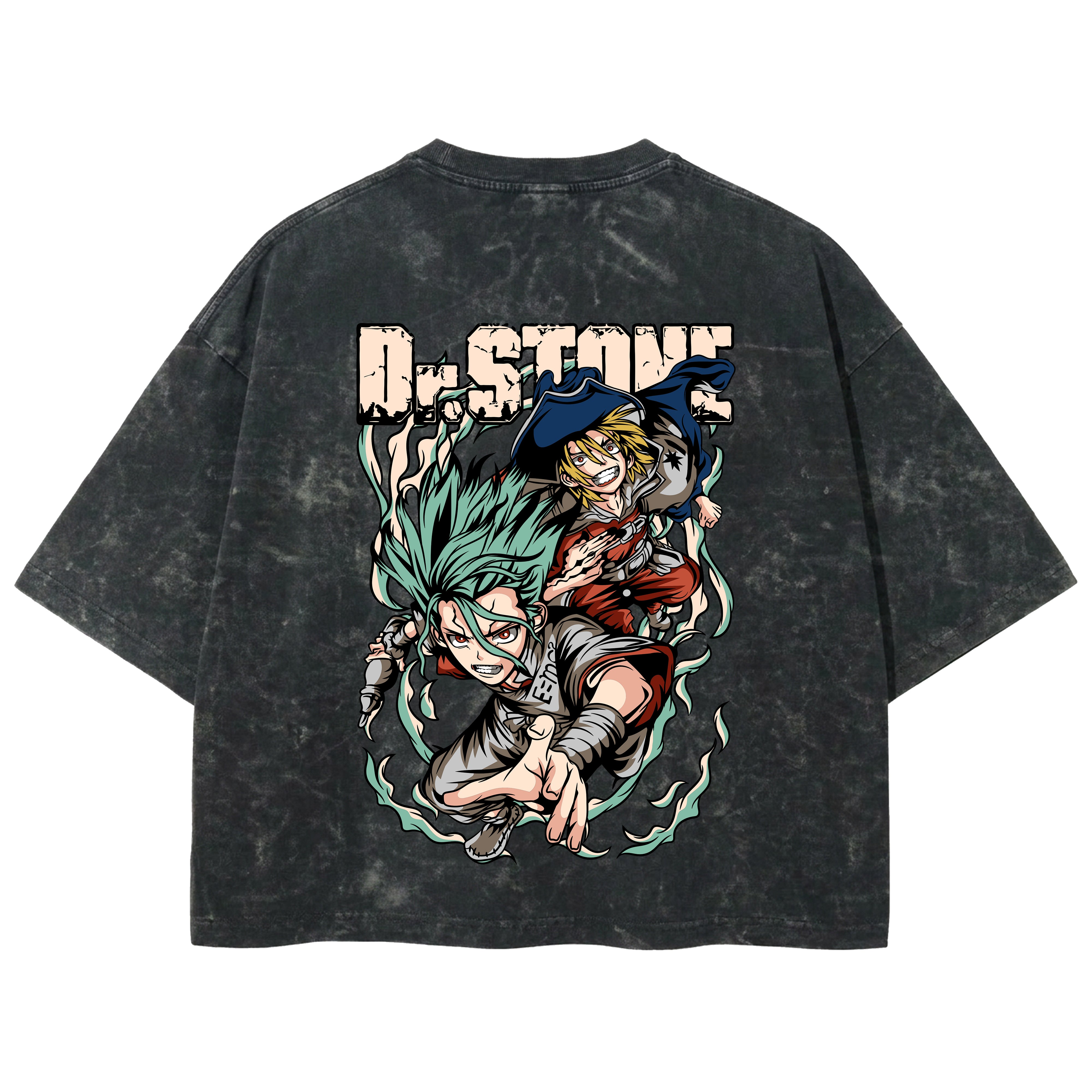 Playera streetwear premium de anime y gaming ExtraLife MX, corte boxy deluxe mineral wash heavyweight en color Acid Wash, moda urbana mexicana de culto.