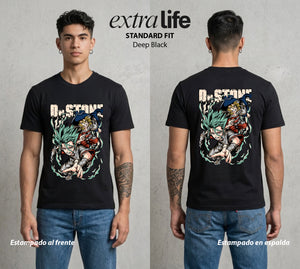 La Civilizacion Renacida | El Cerebro de Piedra #01351 - Playera Standard Fit | Deep Black - Foto en modelo