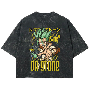 Playera streetwear premium de anime y gaming ExtraLife MX, corte boxy deluxe mineral wash heavyweight en color Acid Wash, moda urbana mexicana de culto.