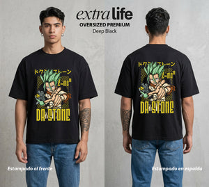 La Civilizacion Renacida | La Ciencia sobre Todo #01352 - Playera Oversized Premium | Deep Black - Foto en modelo