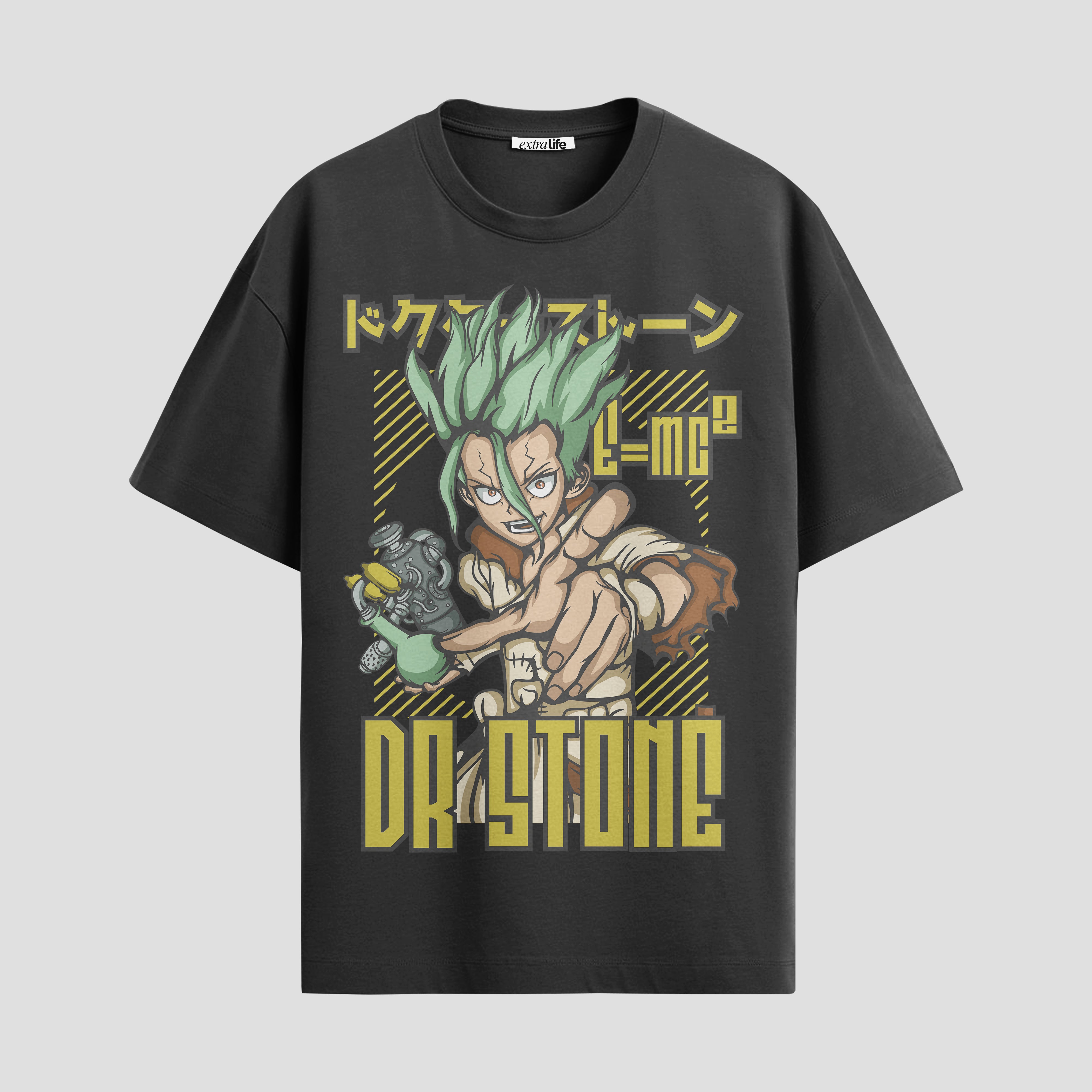 Playera urbana de anime y gaming ExtraLife MX, corte Standard Fit unisex ligero y transpirable en color Deep Black y Pure White, ropa de uso diario para gym y casual.