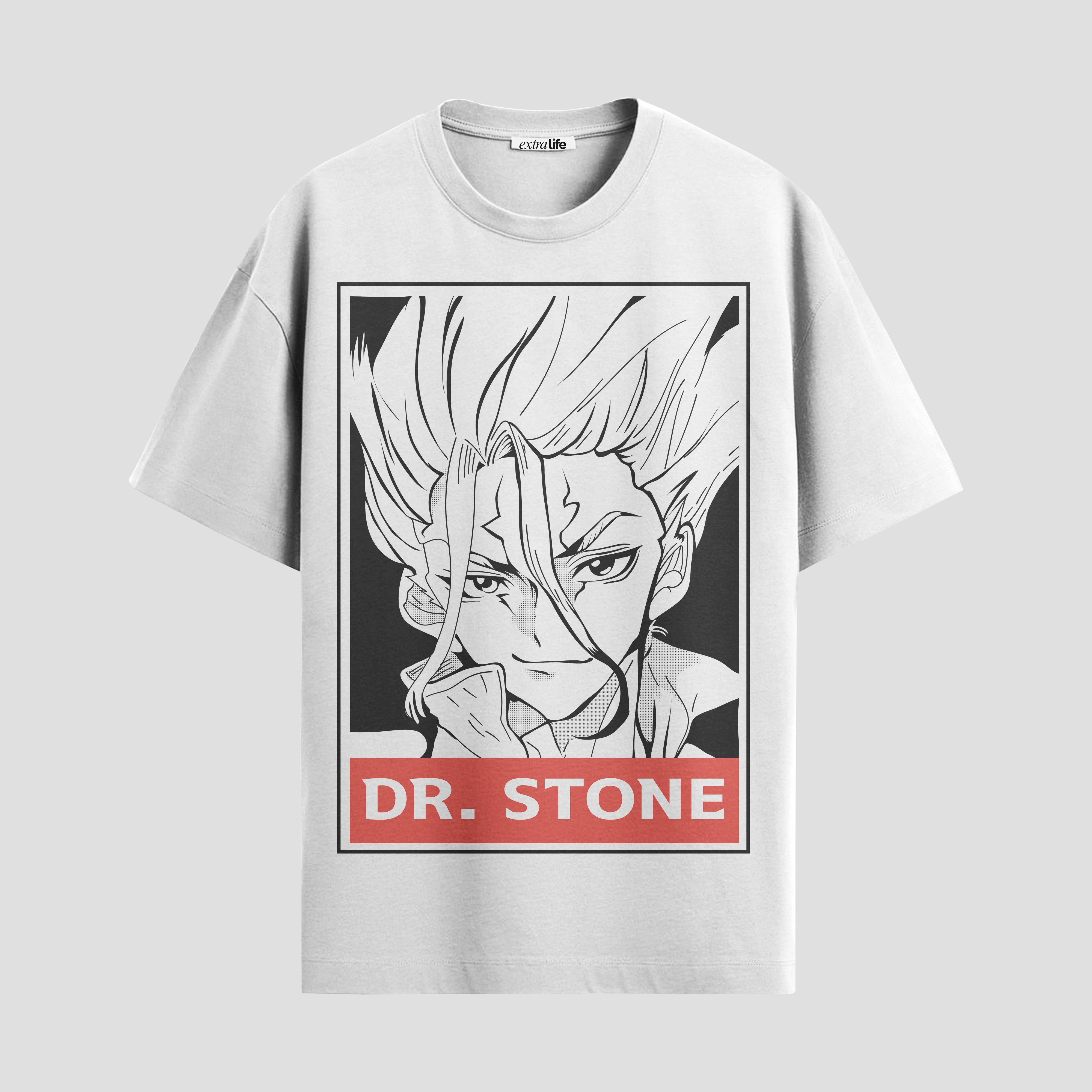 Playera urbana de anime y gaming ExtraLife MX, corte Standard Fit unisex ligero y transpirable en color Deep Black y Pure White, ropa de uso diario para gym y casual.