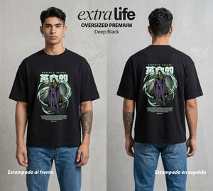 Varios Mundos | El Dragón Ancestral #01354 - Playera Oversized Premium | Deep Black - Foto en modelo