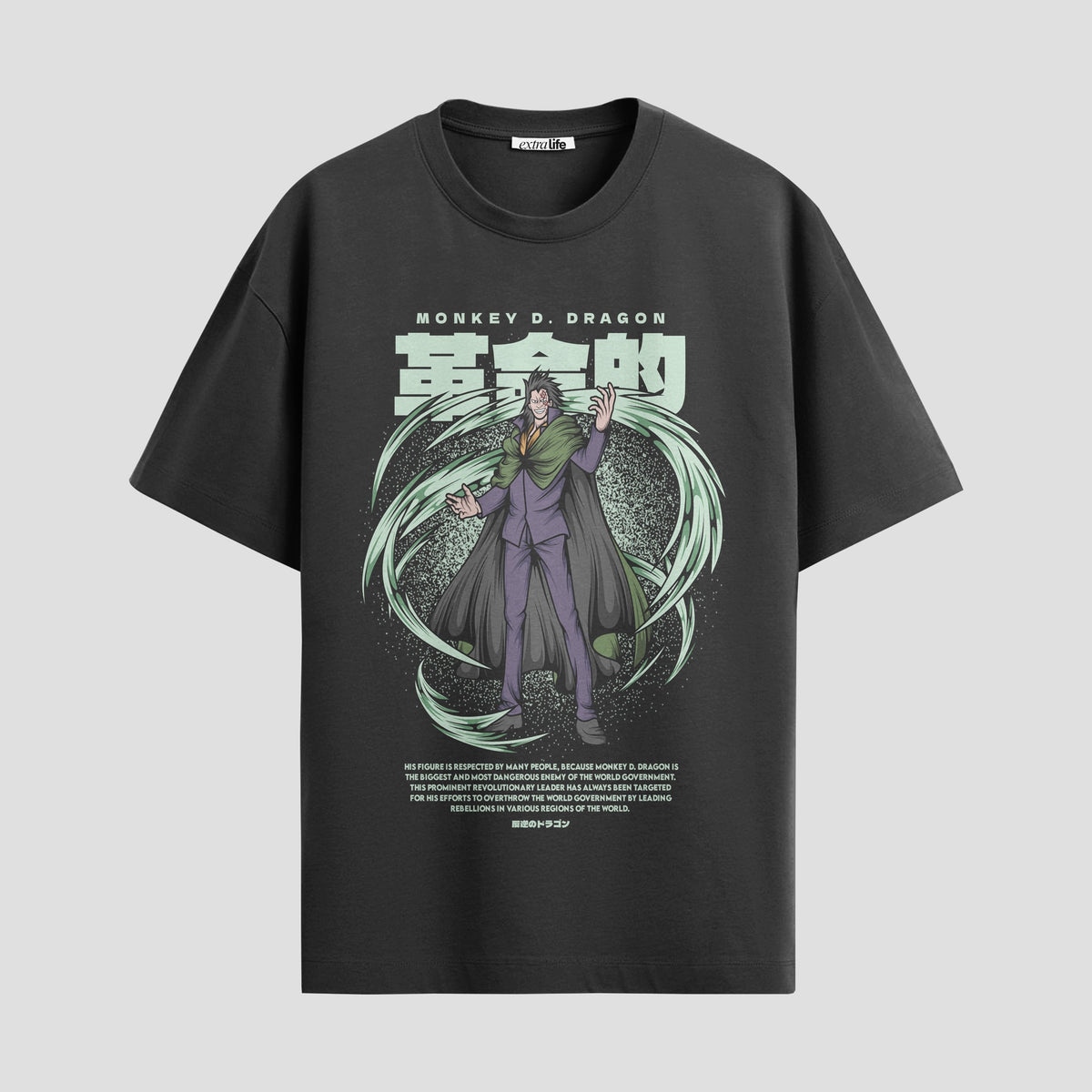 Playera urbana de anime y gaming ExtraLife MX, corte Classic Premium unisex ligero y transpirable en color Deep Black y Pure White, ropa de uso diario para gym y casual.