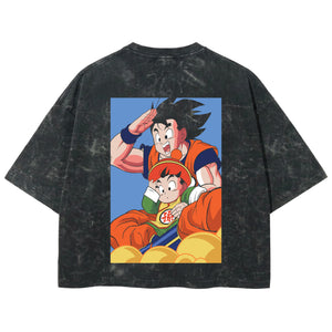 Playera streetwear premium de anime y gaming ExtraLife MX, corte boxy deluxe mineral wash heavyweight en color Acid Wash, moda urbana mexicana de culto.
