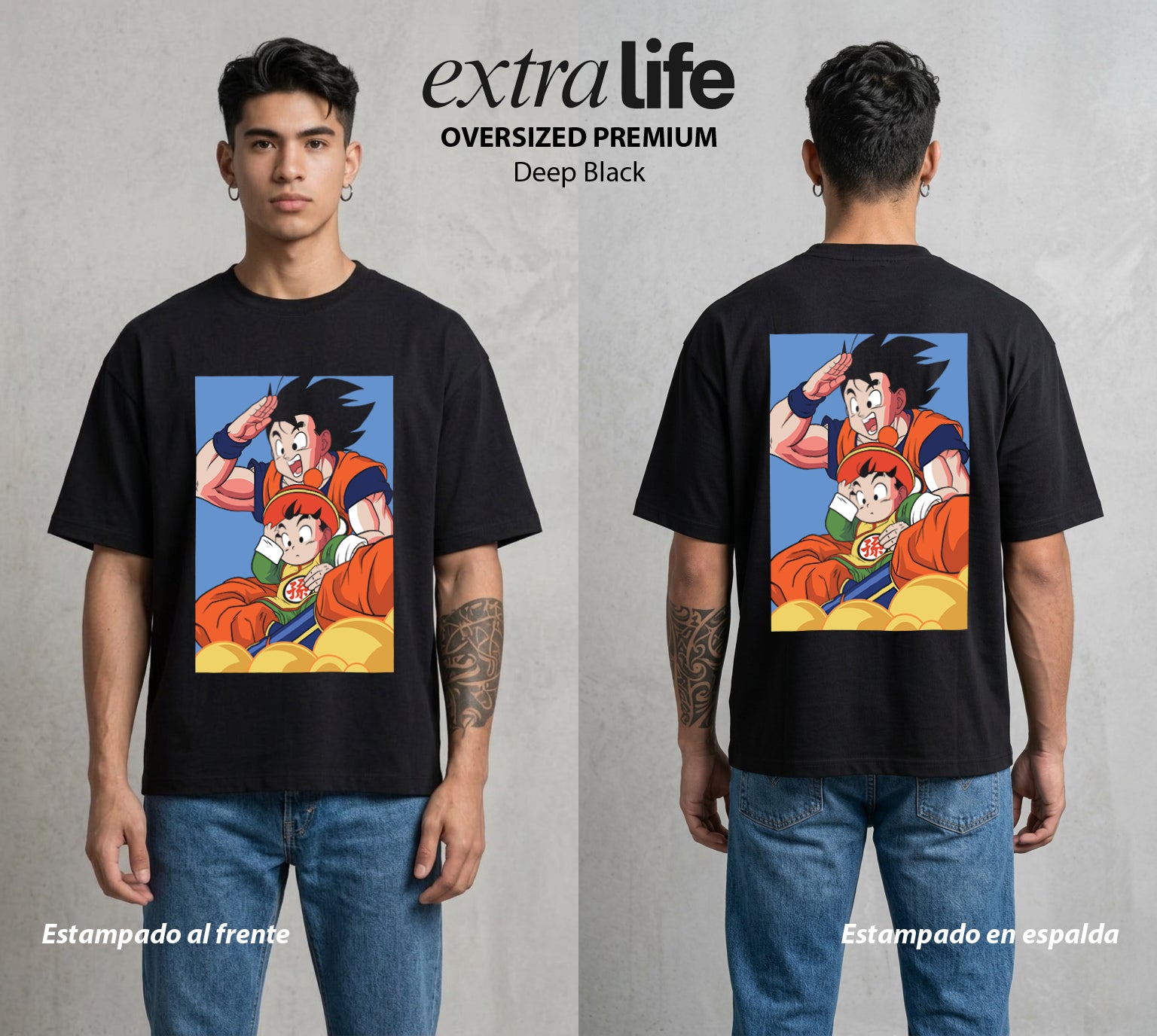 El Poder de las Esferas | La Criatura del Poder #01356 - Playera Oversized Premium | Deep Black - Foto en modelo