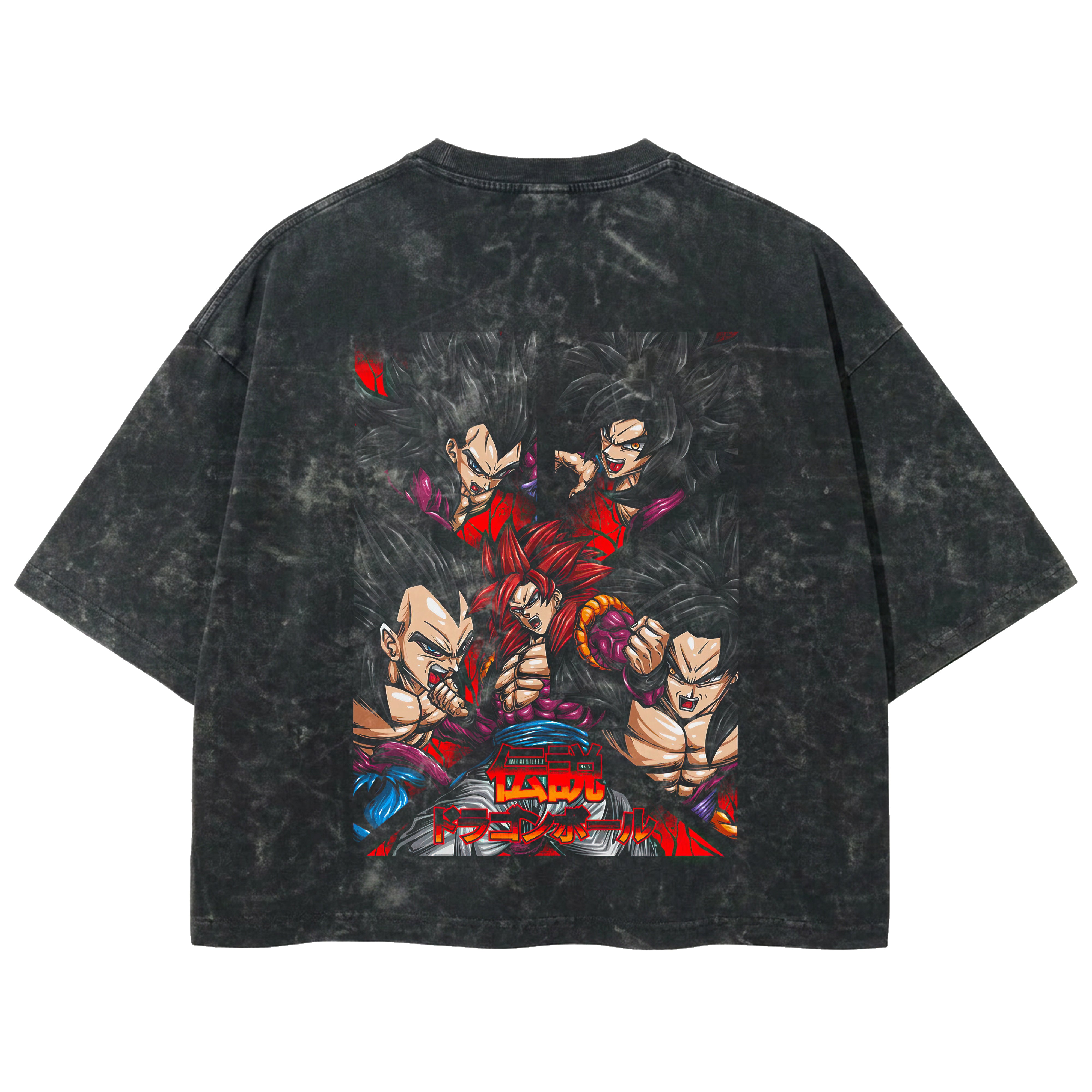 Playera streetwear premium de anime y gaming ExtraLife MX, corte boxy deluxe mineral wash heavyweight en color Acid Wash, moda urbana mexicana de culto.