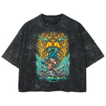 Playera streetwear premium de anime y gaming ExtraLife MX, corte boxy deluxe mineral wash heavyweight en color Acid Wash, moda urbana mexicana de culto.