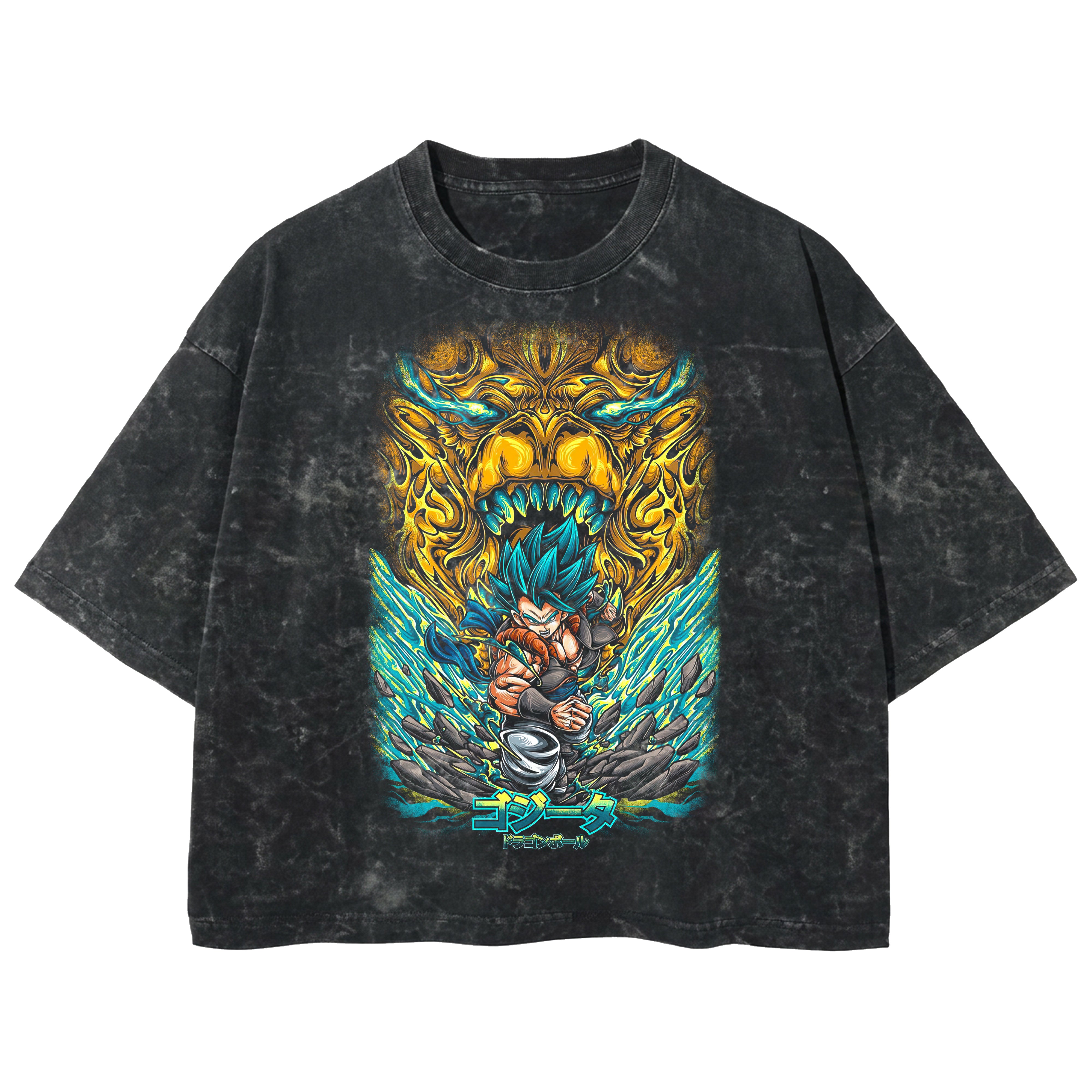 Playera streetwear premium de anime y gaming ExtraLife MX, corte boxy deluxe mineral wash heavyweight en color Acid Wash, moda urbana mexicana de culto.