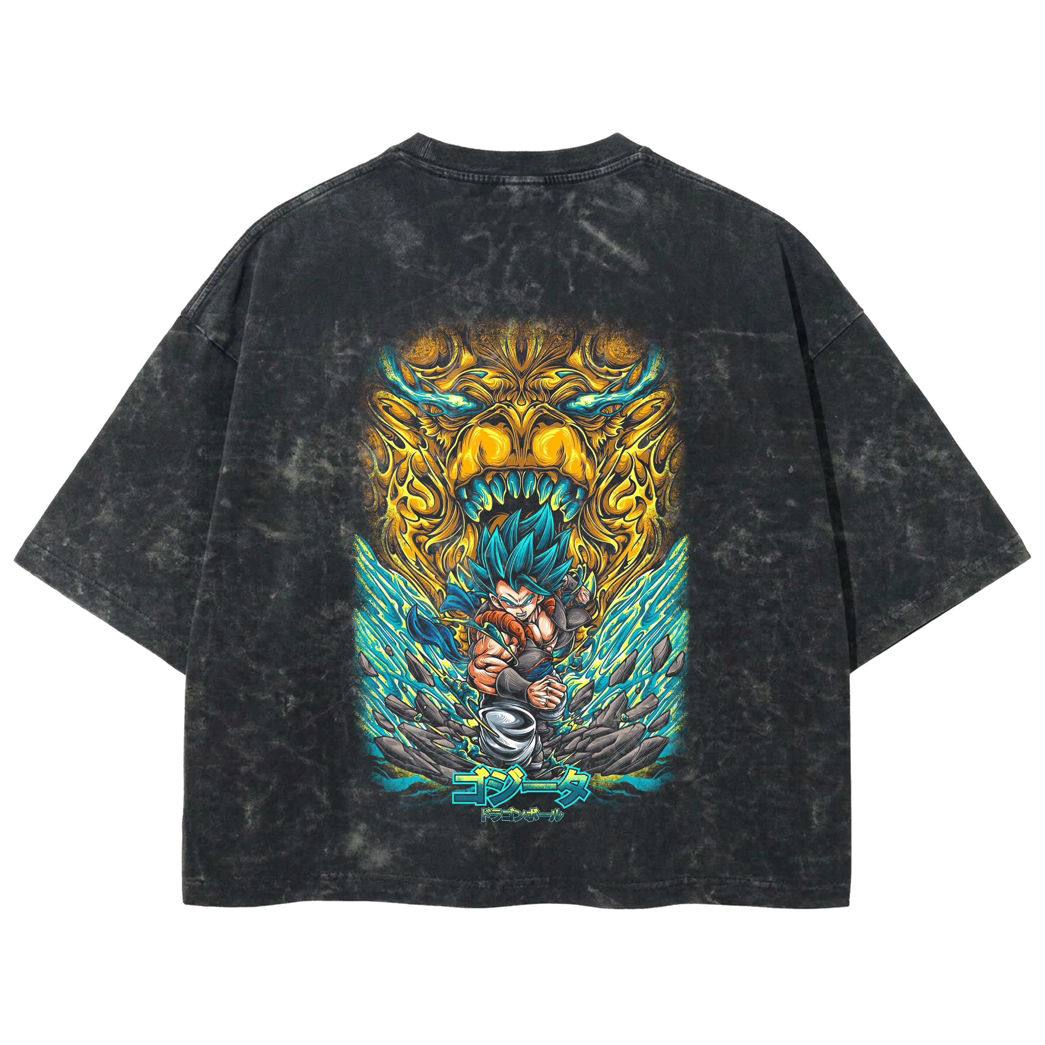 Playera streetwear premium de anime y gaming ExtraLife MX, corte boxy deluxe mineral wash heavyweight en color Acid Wash, moda urbana mexicana de culto.
