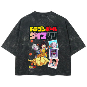 Playera streetwear premium de anime y gaming ExtraLife MX, corte boxy deluxe mineral wash heavyweight en color Acid Wash, moda urbana mexicana de culto.