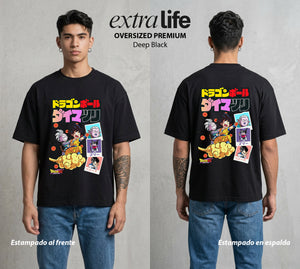 El Poder de las Esferas | El Dragón Ancestral #01361 - Playera Oversized Premium | Deep Black - Foto en modelo