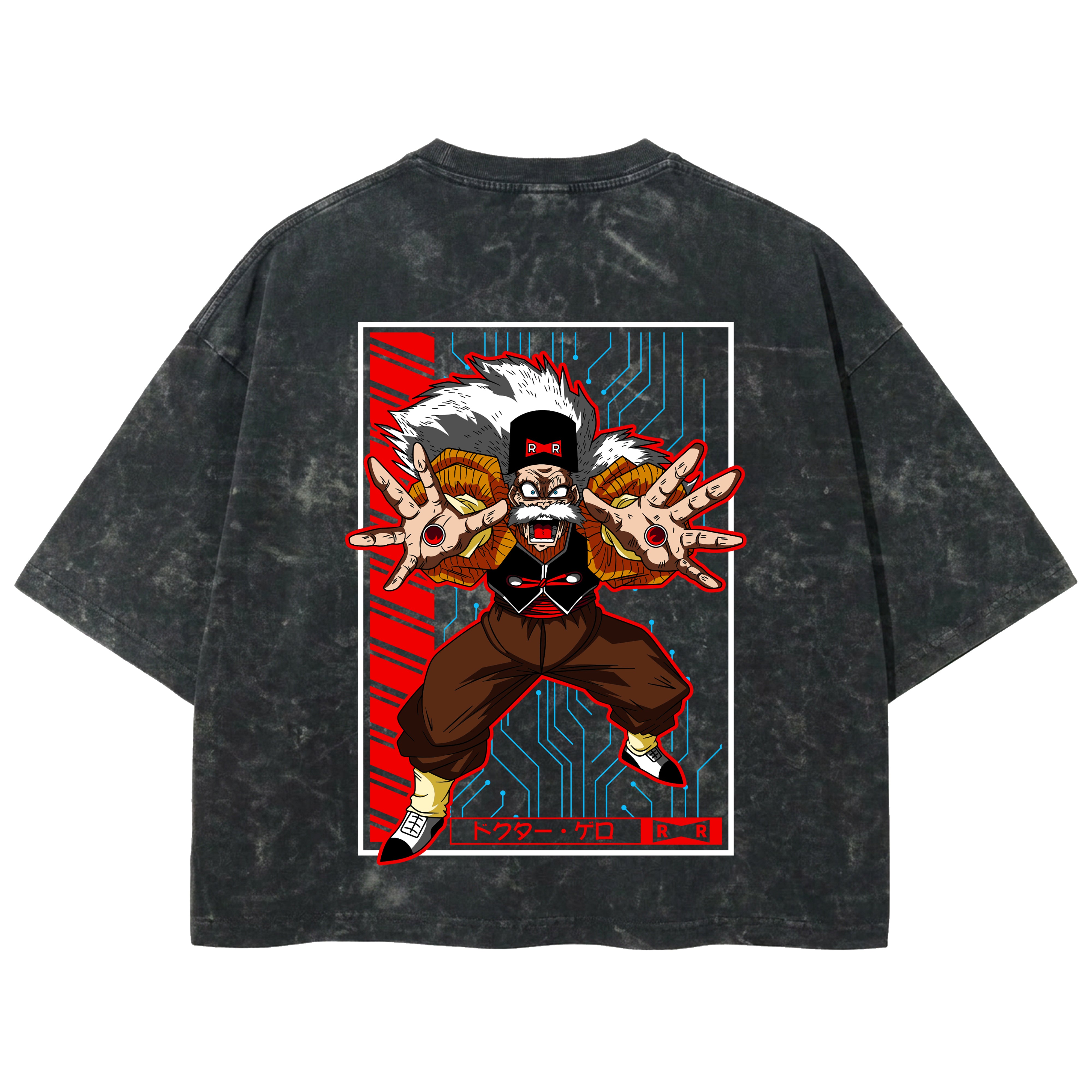 Playera streetwear premium de anime y gaming ExtraLife MX, corte boxy deluxe mineral wash heavyweight en color Acid Wash, moda urbana mexicana de culto.