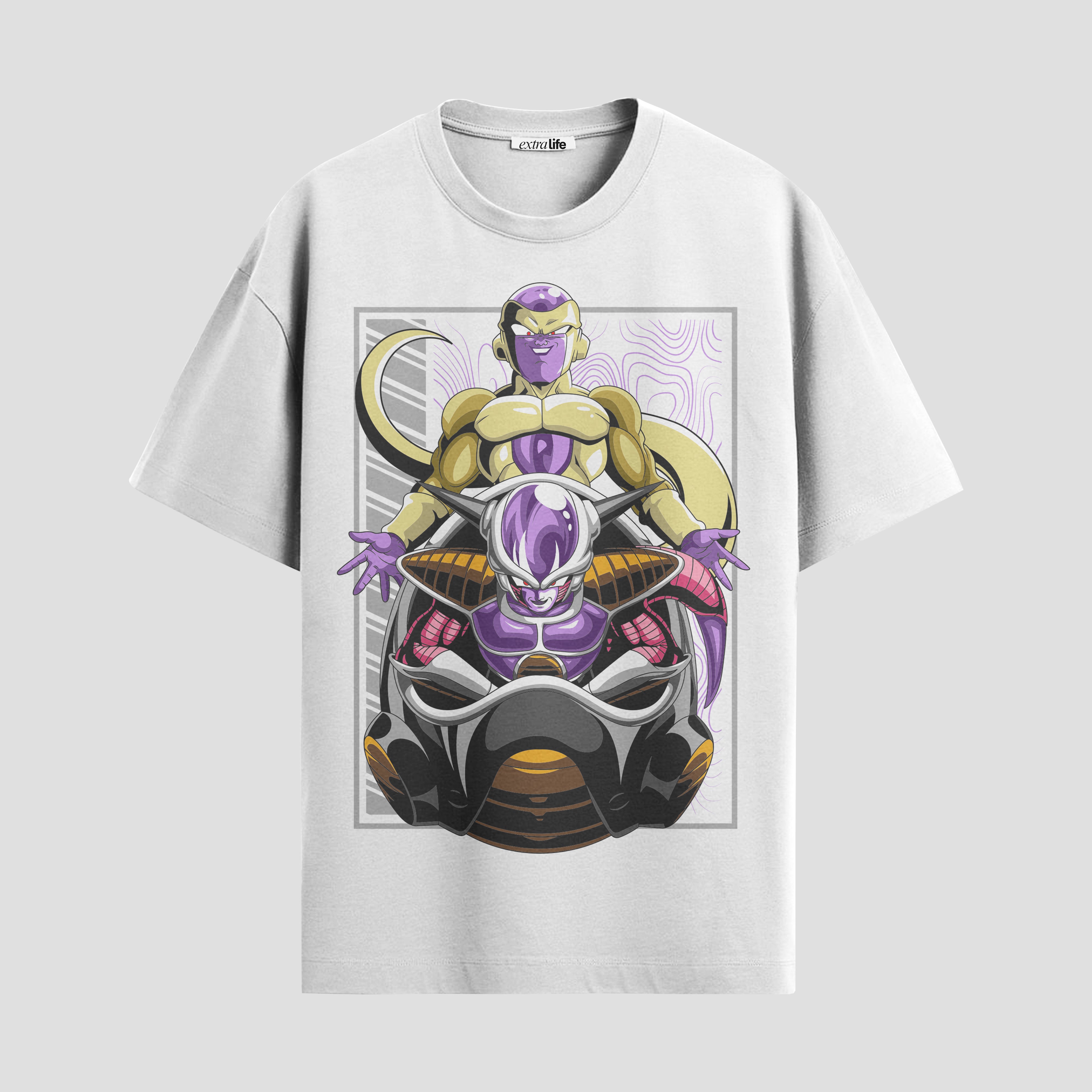 Playera urbana de anime y gaming ExtraLife MX, corte Standard Fit unisex ligero y transpirable en color Deep Black y Pure White, ropa de uso diario para gym y casual.