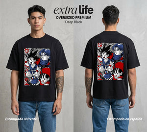 El Poder de las Esferas | El Dragón Ancestral #01369 - Playera Oversized Premium | Deep Black - Foto en modelo